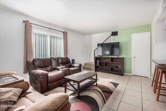 view of tiled living room