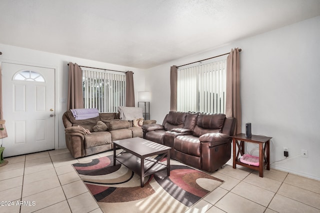 view of tiled living room