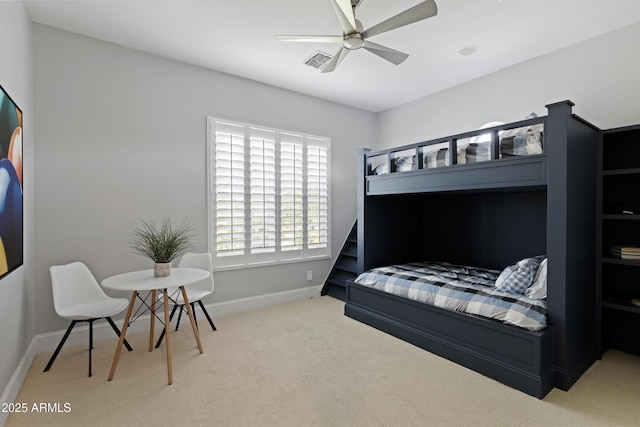 23902 S 202nd Ct, Queen Creek, AZ 85142 - bedroom with baseboards, a ceiling fan, visible vents, and carpet