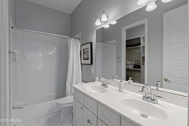 23902 S 202nd Ct, Queen Creek, AZ 85142 - full bath with tile patterned flooring, a sink, shower / bathtub combination with curtain, and toilet