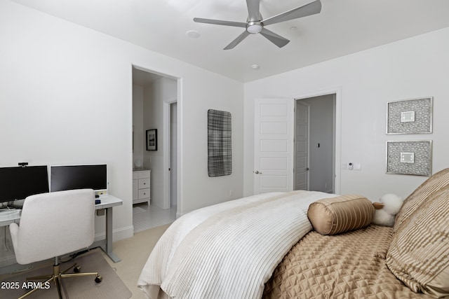 23902 S 202nd Ct, Queen Creek, AZ 85142 - bedroom featuring a ceiling fan, light carpet, and connected bathroom