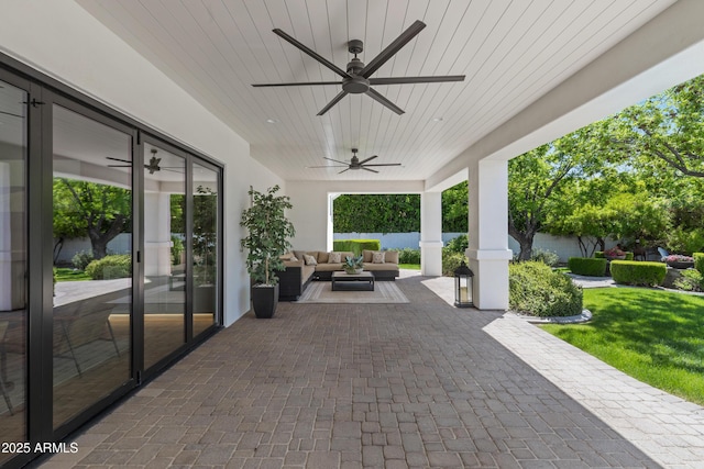 23902 S 202nd Ct, Queen Creek, AZ 85142 - view of patio / terrace featuring an outdoor hangout area and a ceiling fan