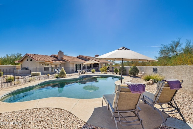 view of pool featuring a patio area