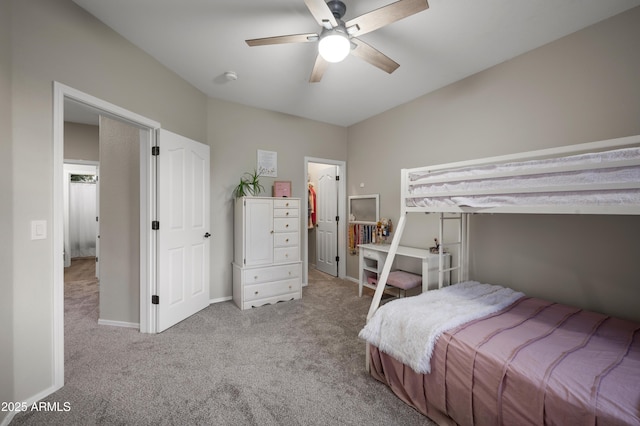 3773 E Stampede Dr, Gilbert, AZ 85297 - carpeted bedroom featuring a walk in closet, a ceiling fan, and baseboards