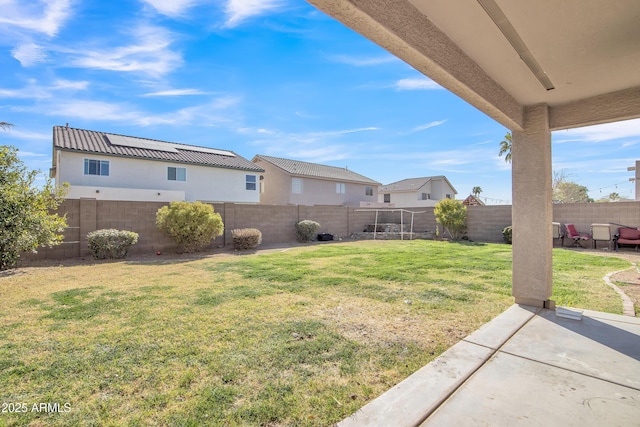 view of yard featuring a fenced backyard and a patio