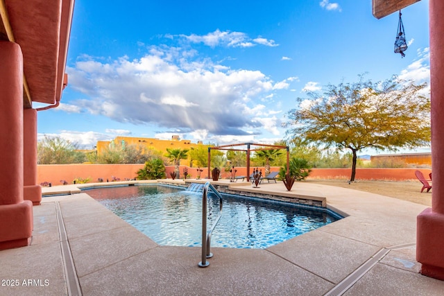 view of pool with a pergola and a patio