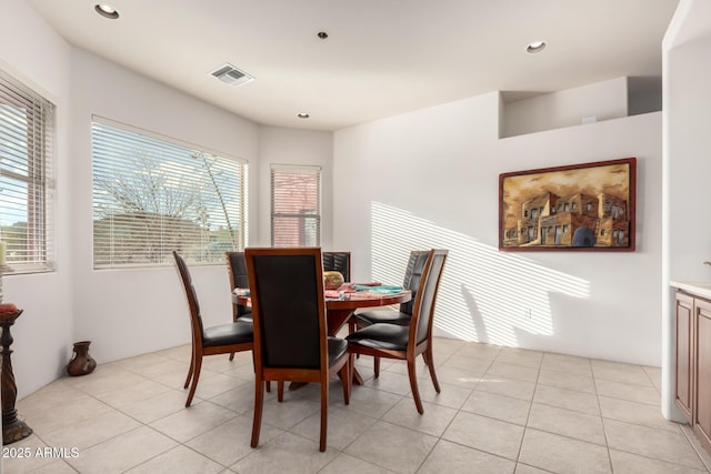 dining room with light tile patterned floors