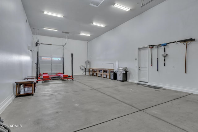 garage featuring water heater