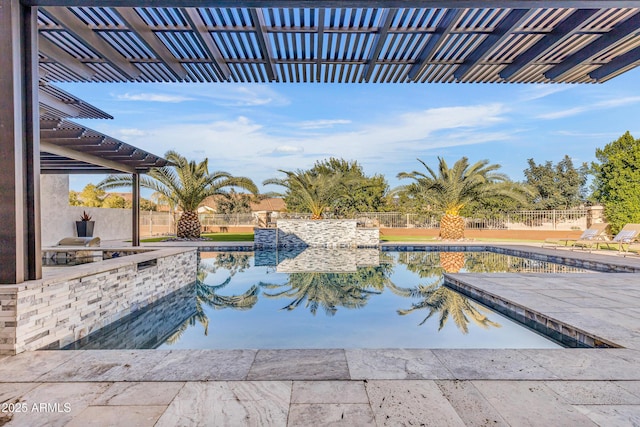 view of swimming pool with a pergola and a patio area