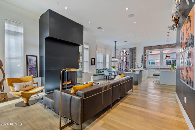 living room featuring light hardwood / wood-style floors