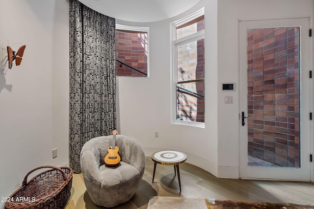 sitting room featuring wood-type flooring