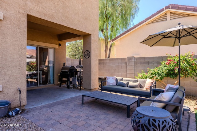 1145 E Lowell Ave, Gilbert, AZ 85295 - view of patio featuring an outdoor living space and area for grilling