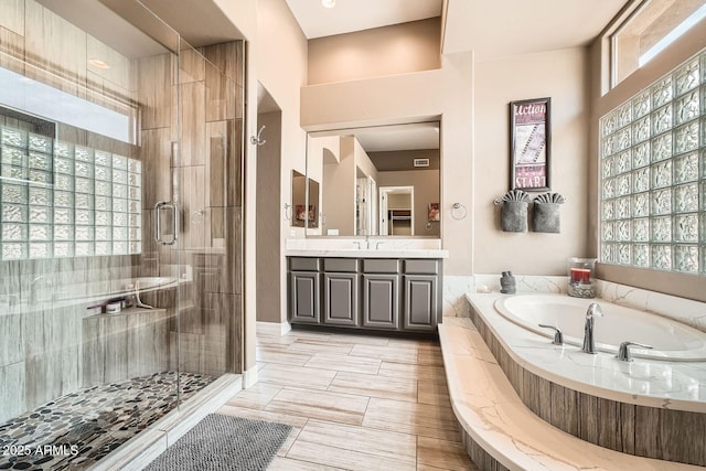 12448 N 129th Pl, Scottsdale, AZ 85259 - full bathroom with a stall shower, a bath, and vanity