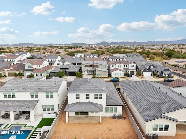 bird's eye view with a mountain view