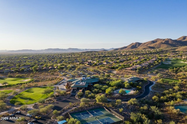 bird's eye view with a mountain view