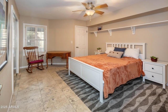 bedroom featuring ceiling fan