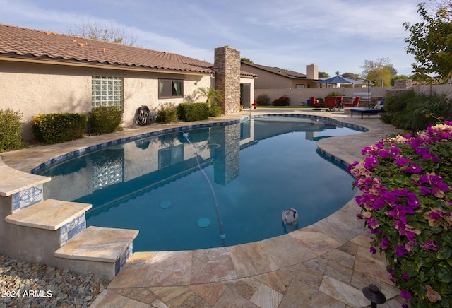 view of pool featuring a patio area