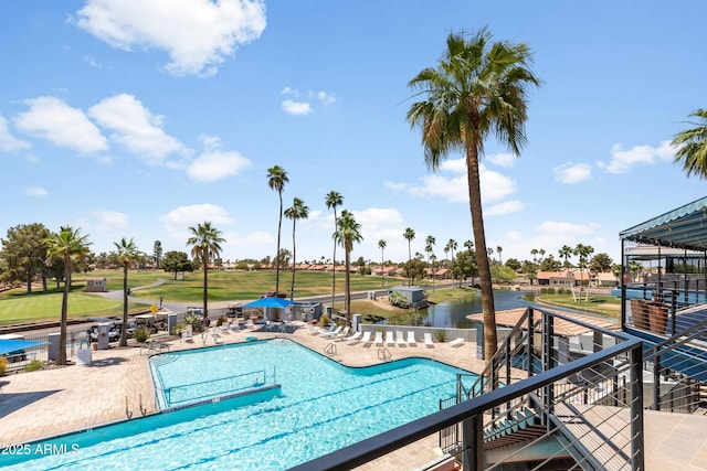 6942 S Championship Dr, Chandler, AZ 85249 - community pool featuring a patio and view of golf course