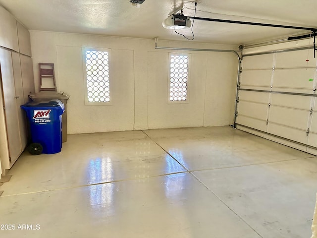 garage with a garage door opener