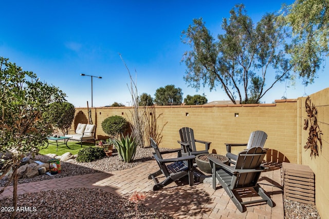 view of patio featuring a fenced backyard