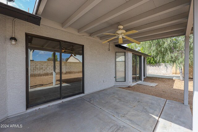 view of patio with ceiling fan