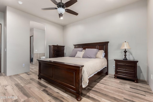 22050 W El Grande Trl, Wickenburg, AZ 85390 - bedroom featuring ceiling fan and light wood-type flooring
