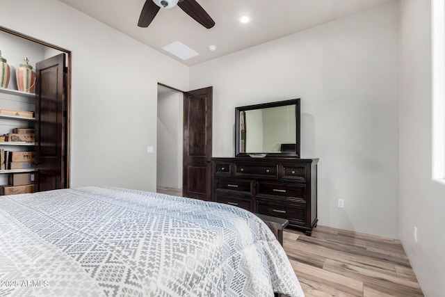 22050 W El Grande Trl, Wickenburg, AZ 85390 - bedroom featuring light wood-type flooring and ceiling fan