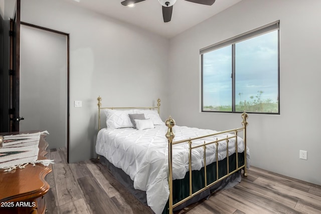 22050 W El Grande Trl, Wickenburg, AZ 85390 - bedroom featuring ceiling fan and wood finished floors
