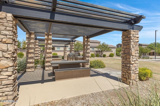 view of patio / terrace featuring a pergola