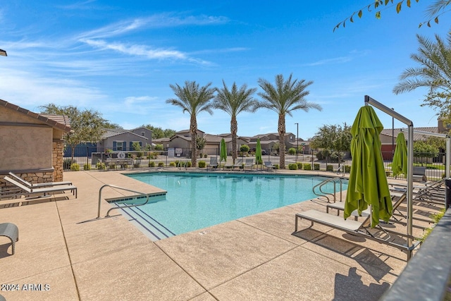 view of pool featuring a patio area