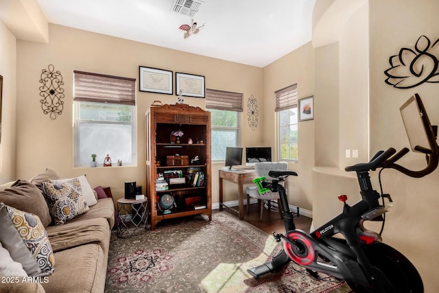 home office featuring wood-type flooring