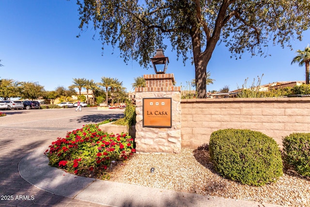 view of community sign