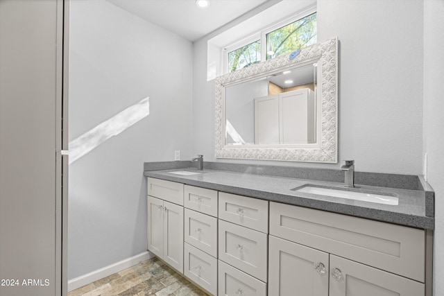 bathroom featuring wood-type flooring and vanity