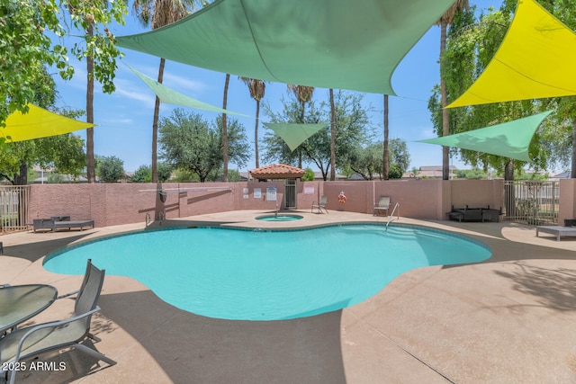 1075 E Chandler Blvd Unit 210, Chandler, AZ 85225 - view of swimming pool featuring a fenced backyard, a patio area, and a community hot tub