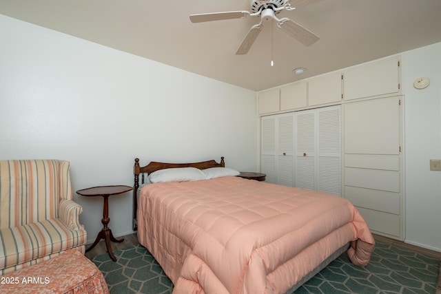 15430 N Bowling Green Dr, Sun City, AZ 85351 - bedroom featuring a closet, baseboards, a ceiling fan, and carpet floors
