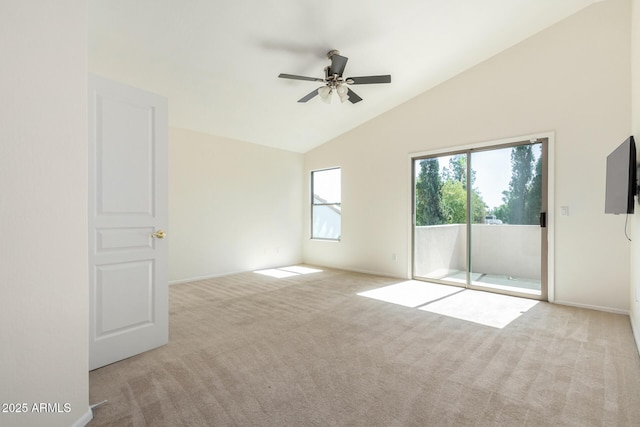 6510 S Hazelton Ln Unit 101, Tempe, AZ 85283 - unfurnished bedroom with access to outside, carpet floors, lofted ceiling, and ceiling fan