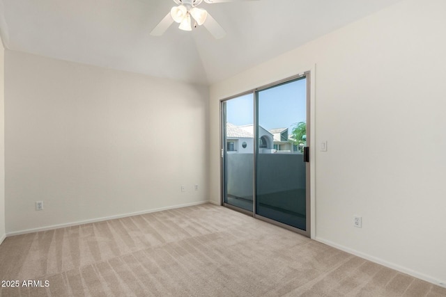 6510 S Hazelton Ln Unit 101, Tempe, AZ 85283 - empty room featuring light carpet, lofted ceiling, and ceiling fan