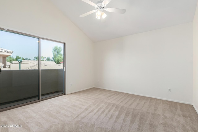 6510 S Hazelton Ln Unit 101, Tempe, AZ 85283 - carpeted empty room with vaulted ceiling and ceiling fan