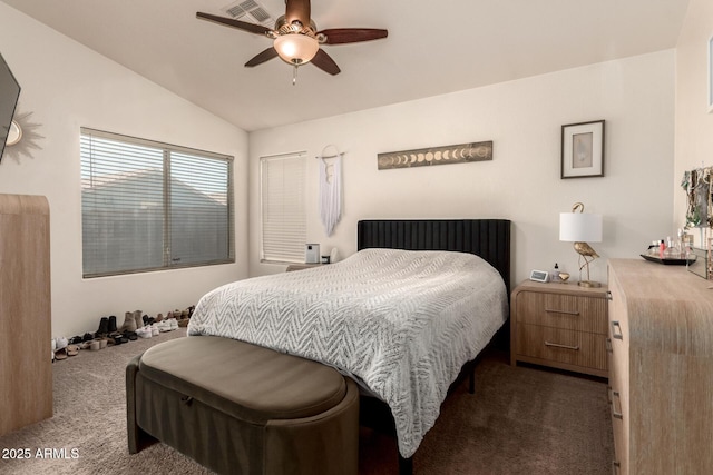 8673 W Palm Ln, Phoenix, AZ 85037 - carpeted bedroom featuring lofted ceiling and a ceiling fan