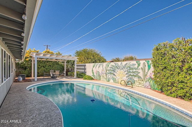 view of swimming pool featuring a pergola