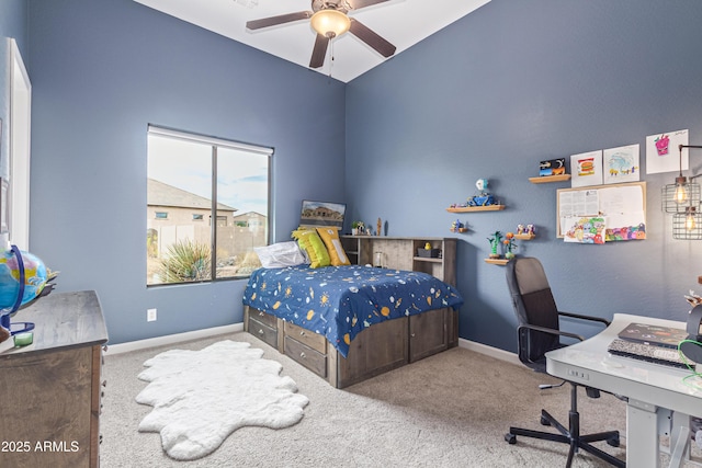 2255 N Hillridge, Mesa, AZ 85207 - carpeted bedroom featuring baseboards, a desk, and ceiling fan