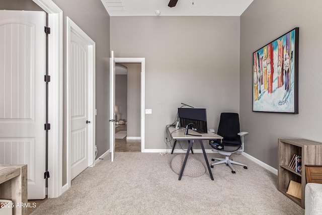 2255 N Hillridge, Mesa, AZ 85207 - carpeted home office with baseboards, ceiling fan, and french doors