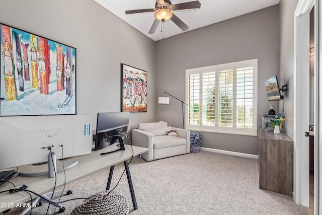 2255 N Hillridge, Mesa, AZ 85207 - office area with carpet flooring, a ceiling fan, and baseboards