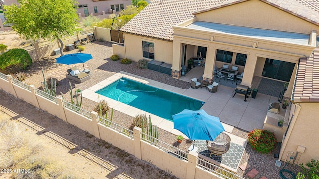 2255 N Hillridge, Mesa, AZ 85207 - view of pool with a patio, a fenced backyard, and an outdoor living space