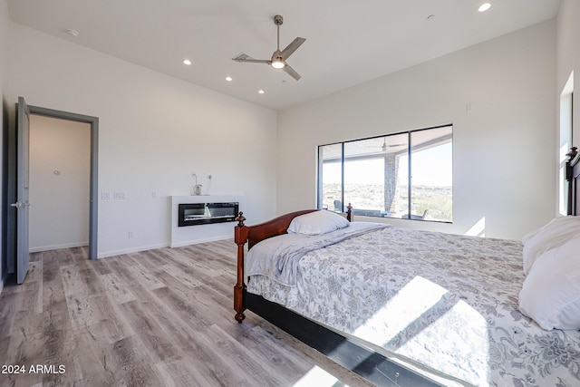 14914 E Zapata Dr, Fountain Hills, AZ 85268 - bedroom featuring light wood finished floors, recessed lighting, ceiling fan, and baseboards