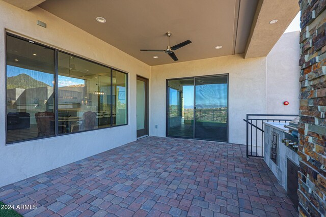 14914 E Zapata Dr, Fountain Hills, AZ 85268 - view of patio with ceiling fan and an outdoor kitchen