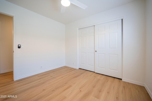 866 W Geronimo St, Chandler, AZ 85225 - unfurnished bedroom with light wood-style flooring, baseboards, and a closet