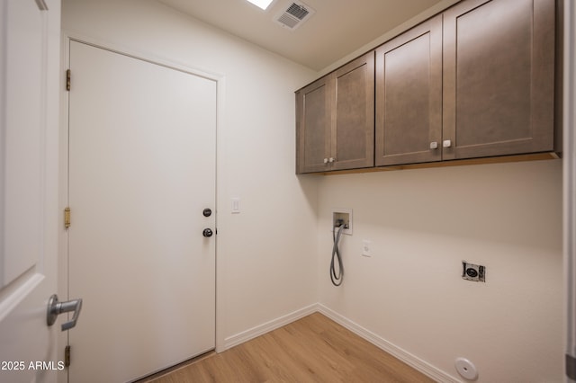 866 W Geronimo St, Chandler, AZ 85225 - laundry room featuring electric dryer hookup, washer hookup, light wood-style floors, cabinet space, and baseboards