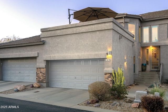 exterior space featuring a garage