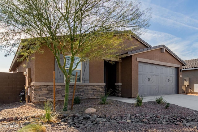 view of front of house with a garage